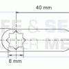 Eurolocks losse sluitlip Ster-aansluiting 2 mm. dik, type 6230440 verloop 1,6 mm. lengte 40 mm. 