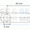 Eurolocks losse sluitlip Ster-aansluiting 2 mm. dik, type 6241640 haaks gebogen 6,4 mm. lengte 40 mm. 