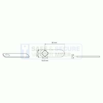 Eurolocks losse sluitlip Kruis-aansluiting 2 mm. dik, type 7210030 recht, lengte 30 mm. 