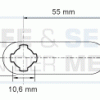 Eurolocks losse sluitlip Kruis-aansluiting 3 mm. dik, type 7343255 haaks gebogen 12,7 mm. lengte 55 mm. 