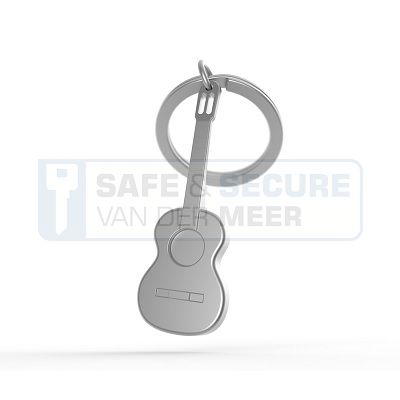Metalmorphose sleutelhanger gitaar in zilverkleur 