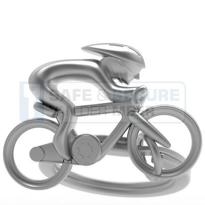 Metalmorphose sleutelhanger wielrenner in zilverkleur, UITLOPEND ARTIKEL! 