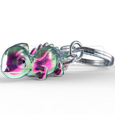 Metalmorphose sleutelhanger kameleon in regenboogkleuren 