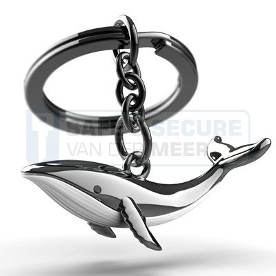 Metalmorphose sleutelhanger walvis in zilverkleur 