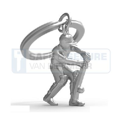 Metalmorphose sleutelhanger cricketer in zilverkleur, UITLOPEND ARTIKEL! 
