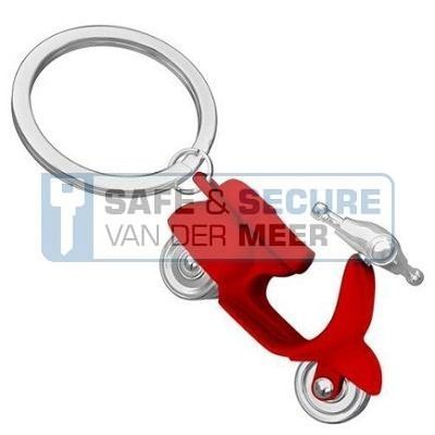 Metalmorphose sleutelhanger scooter in rood 