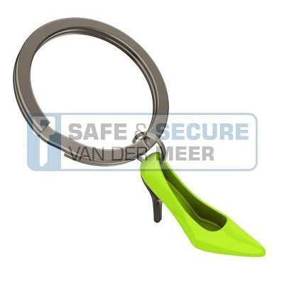 Metalmorphose sleutelhanger schoen (high heel) in groen 