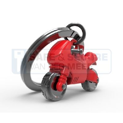 Metalmorphose sleutelhanger motorfiets in rood 