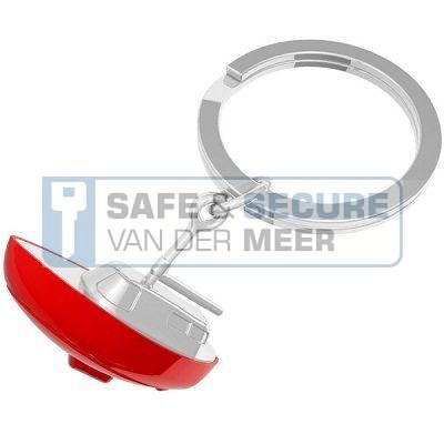 Metalmorphose sleutelhanger zeilboot rood met wit 