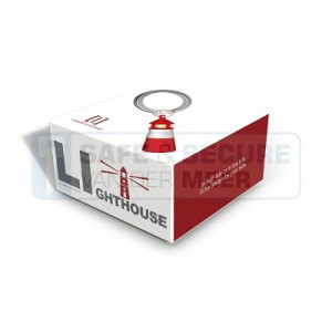 Metalmorphose sleutelhanger vuurtoren rood met wit 