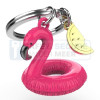 Metalmorphose sleutelhanger flamingo zwemband opblaasband in roze 