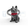 Metalmorphose sleutelhanger bulldog in zilverkleur met rood strikje 