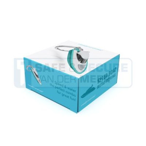 Metalmorphose sleutelhanger speedboot blauw met wit 
