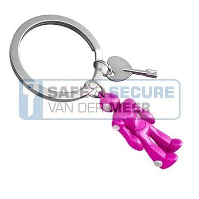 Metalmorphose sleutelhanger robot meisje in roze 
